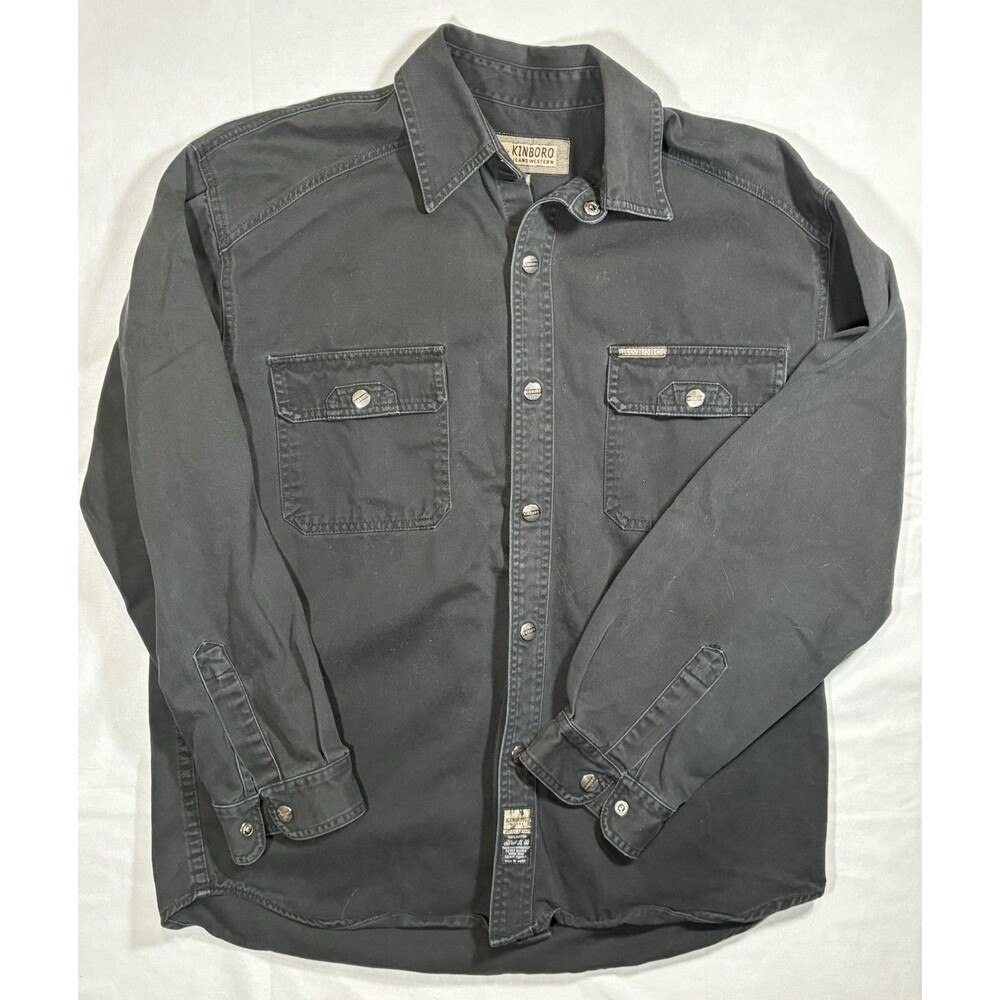 KINBORO Denim Shirt Men’s XL Black Long Sleeve Snap Button Western Cowboy
